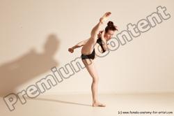 Underwear Martial art Woman White Moving poses Average long brown Dynamic poses Academic