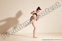 Underwear Martial art Woman White Moving poses Average long brown Dynamic poses Academic