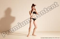 Underwear Martial art Woman White Moving poses Average long brown Dynamic poses Academic