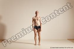 Underwear Gymnastic poses White Moving poses Slim bald Dynamic poses