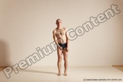 Underwear Gymnastic poses White Moving poses Slim bald Dynamic poses