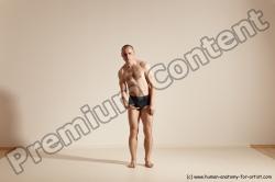 Underwear Gymnastic poses White Moving poses Slim bald Dynamic poses