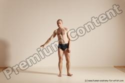 Underwear Gymnastic poses White Moving poses Slim bald Dynamic poses