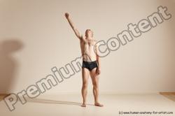 Underwear Gymnastic poses White Moving poses Slim bald Dynamic poses