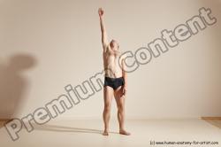 Underwear Gymnastic poses White Moving poses Slim bald Dynamic poses