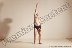 Underwear Gymnastic poses White Moving poses Slim bald Dynamic poses