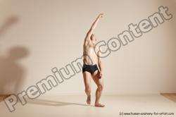 Underwear Gymnastic poses White Moving poses Slim bald Dynamic poses