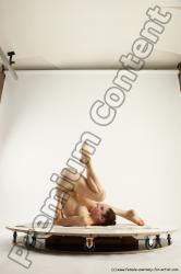 Nude Gymnastic poses Woman White Slim long brown Multi angle poses Pinup