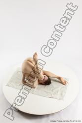 Nude Gymnastic poses Woman White Slim long brown Multi angle poses Pinup