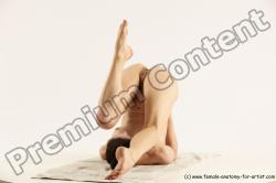 Nude Gymnastic poses Woman White Slim long brown Multi angle poses Pinup