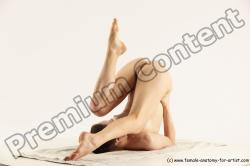 Nude Gymnastic poses Woman White Slim long brown Multi angle poses Pinup