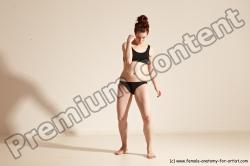 Underwear Martial art Woman White Moving poses Slim medium brown Dynamic poses Academic