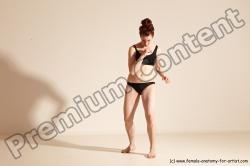 Underwear Martial art Woman White Moving poses Slim medium brown Dynamic poses Academic