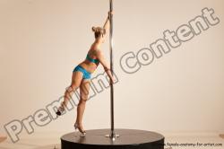 Underwear Gymnastic poses Woman White Moving poses Slim long blond Dynamic poses Academic