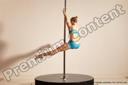 Underwear Gymnastic poses Woman White Moving poses Slim long blond Dynamic poses Academic