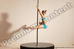 Underwear Gymnastic poses Woman White Moving poses Slim long blond Dynamic poses Academic