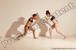 Underwear Martial art Woman - Woman White Moving poses Athletic medium brown Dynamic poses Academic