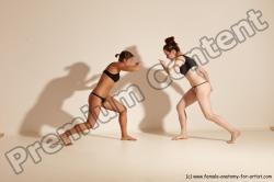 Underwear Martial art Woman - Woman White Moving poses Athletic medium brown Dynamic poses Academic