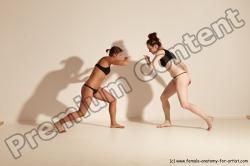 Underwear Martial art Woman - Woman White Moving poses Athletic medium brown Dynamic poses Academic