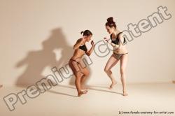 Underwear Martial art Woman - Woman White Moving poses Athletic medium brown Dynamic poses Academic