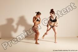 Underwear Martial art Woman - Woman White Moving poses Athletic medium brown Dynamic poses Academic