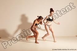 Underwear Martial art Woman - Woman White Moving poses Athletic medium brown Dynamic poses Academic