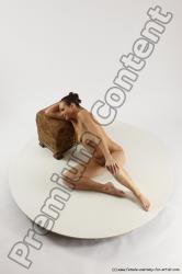 Nude Woman White Sitting poses - ALL Slim long brown Sitting poses - simple Multi angle poses Pinup