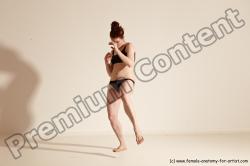 Underwear Martial art Woman White Moving poses Average long brown Dynamic poses Academic