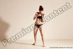 Underwear Martial art Woman White Moving poses Average long brown Dynamic poses Academic