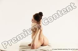 Nude Gymnastic poses Woman White Slim long brown Multi angle poses Pinup