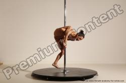 Nude Gymnastic poses Woman White Moving poses Slim long brown Dynamic poses Pinup