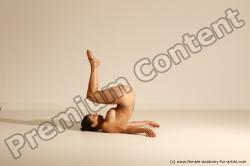 Nude Gymnastic poses Woman White Moving poses Slim long brown Dynamic poses Pinup