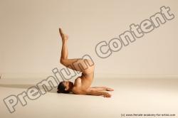 Nude Gymnastic poses Woman White Moving poses Slim long brown Dynamic poses Pinup