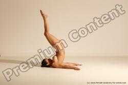 Nude Gymnastic poses Woman White Moving poses Slim long brown Dynamic poses Pinup