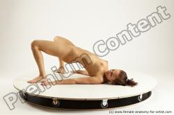 Nude Woman White Slim long brown Multi angle poses Pinup