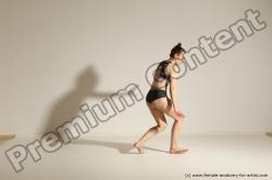 Underwear Woman White Slim long brown Dancing Dynamic poses Academic