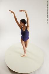 Swimsuit Woman White Slim long brown Dancing Multi angle poses Academic