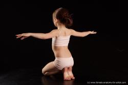 Underwear Woman White Kneeling poses - ALL Slim Kneeling poses - on both knees long brown Standard Photoshoot  Academic