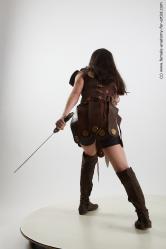 Fighting with sword Woman White Standing poses - ALL Athletic long brown Standard Photoshoot Academic