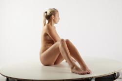 Nude Woman White Sitting poses - ALL Slim long blond Sitting poses - simple Standard Photoshoot Pinup